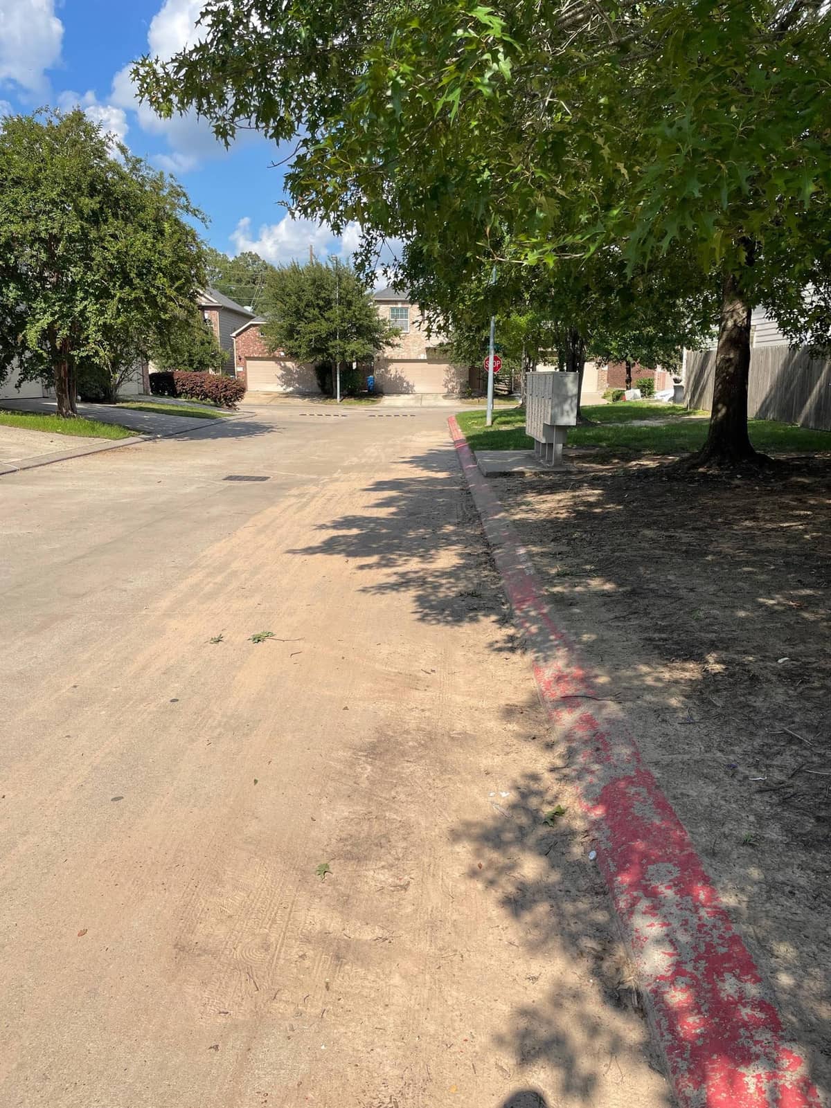 Before photo of mud and dirt buildup around the Sugar Pine HOA entrance in Houston, TX