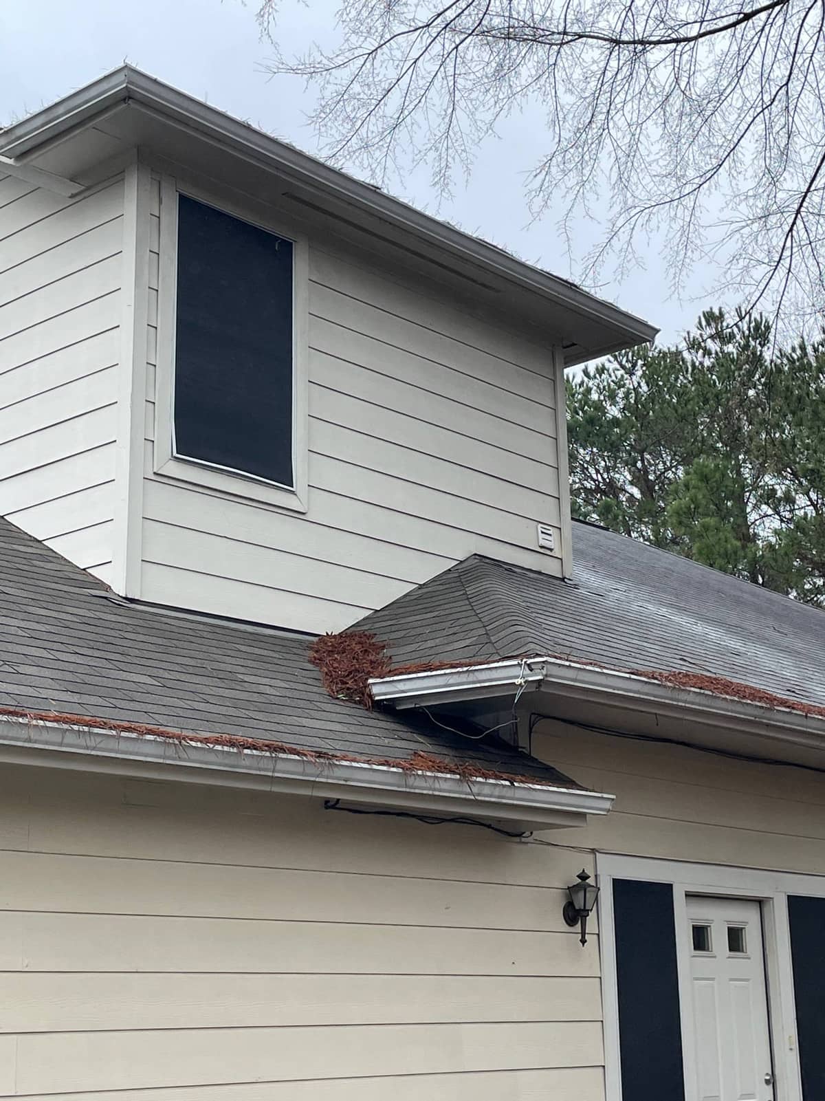 Debris cleared from a gutter run during a Spring, TX gutter cleaning visit